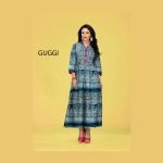 KACERY Women's long cotton printed kurti with full flare ethnic dress top tunic- k100