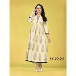 KACERY Women's long cotton printed kurti with full flare ethnic dress top tunic- k100