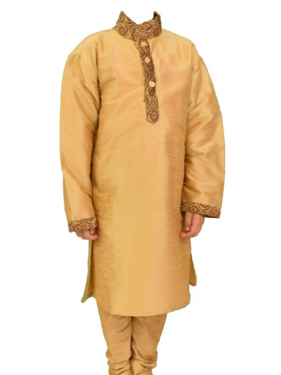 Kids Boys Brown Three Peice Kurta Pajama Jacket-BJK200