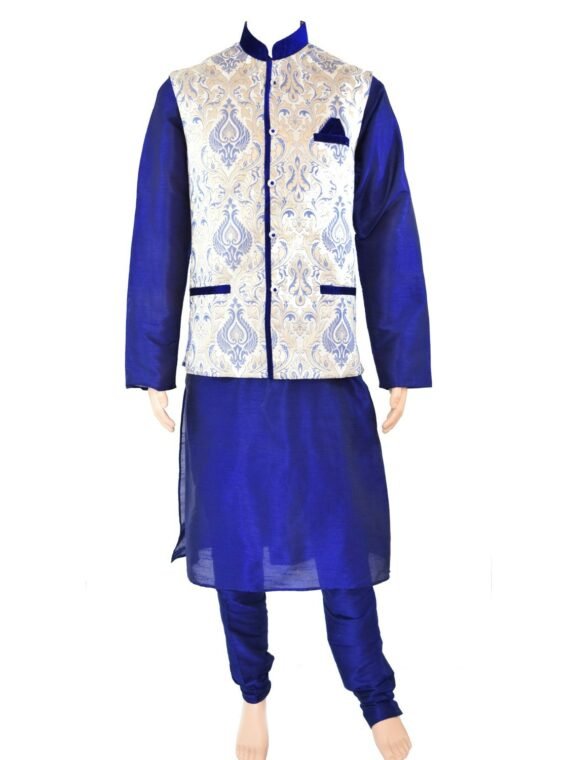 Men’s Indian Kurta Pajama Jacket Three Peice Suit AN1000 1