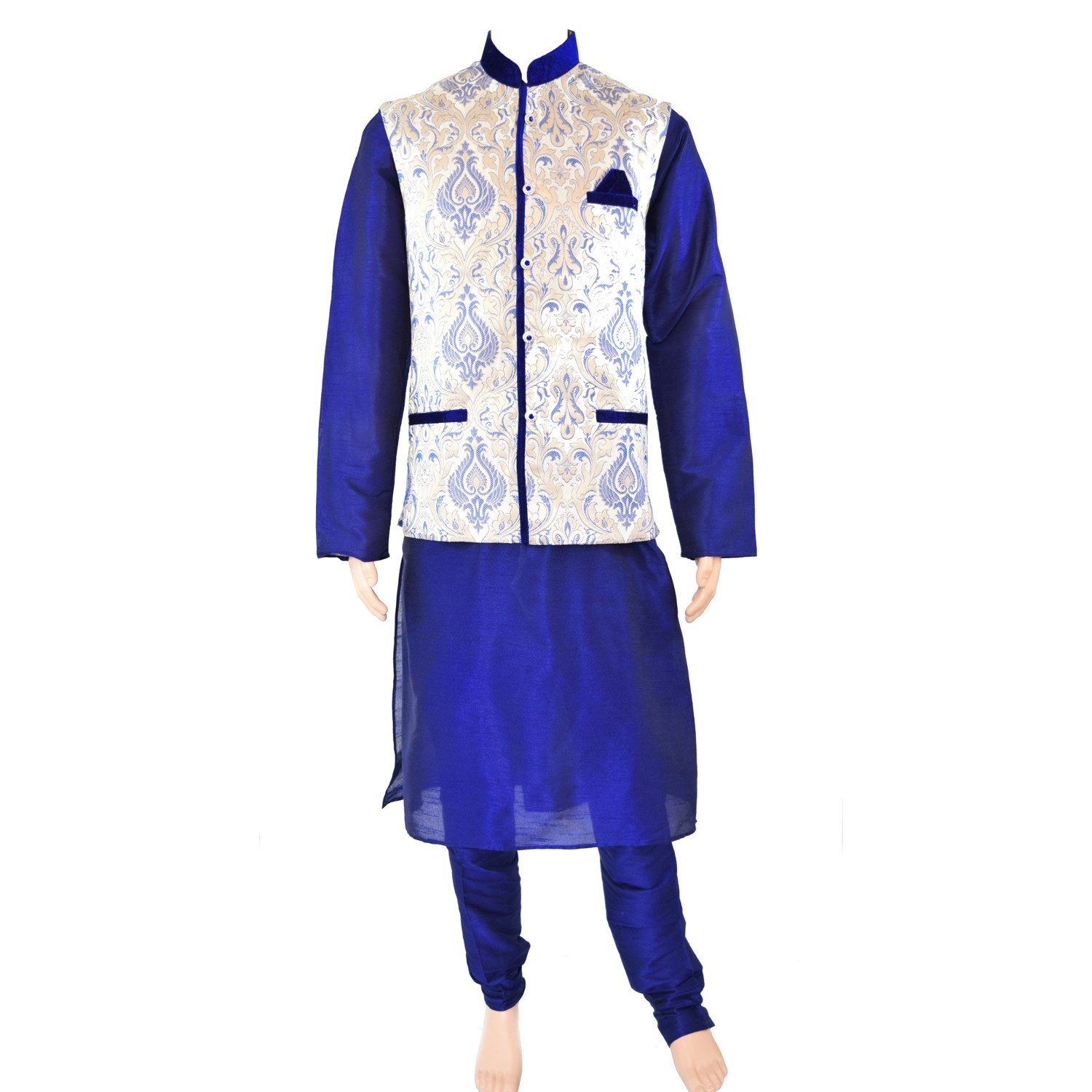 Men’s Indian Kurta Pajama Jacket Three Peice Suit AN1000 1
