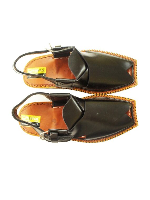 Black Peshawari Shine Polish Sandals- J108 1