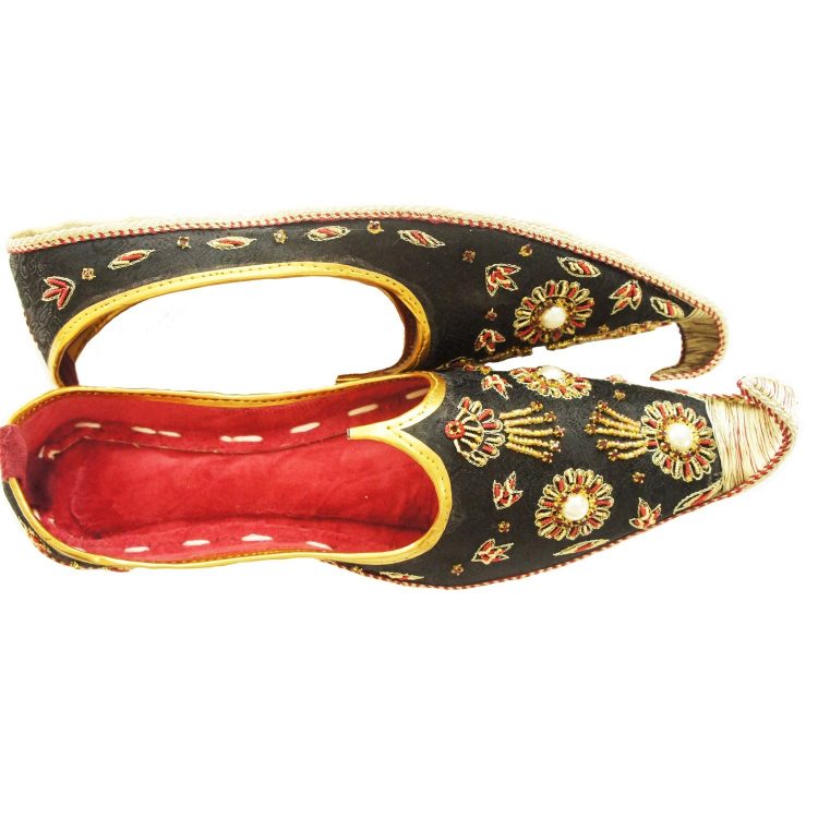 Men's Black Khussa Shoes Punjabi Jutti - J105
