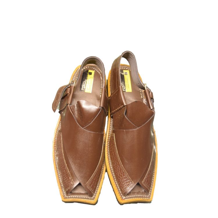 Brown Peshawari Shine Polish Sandals- J1070