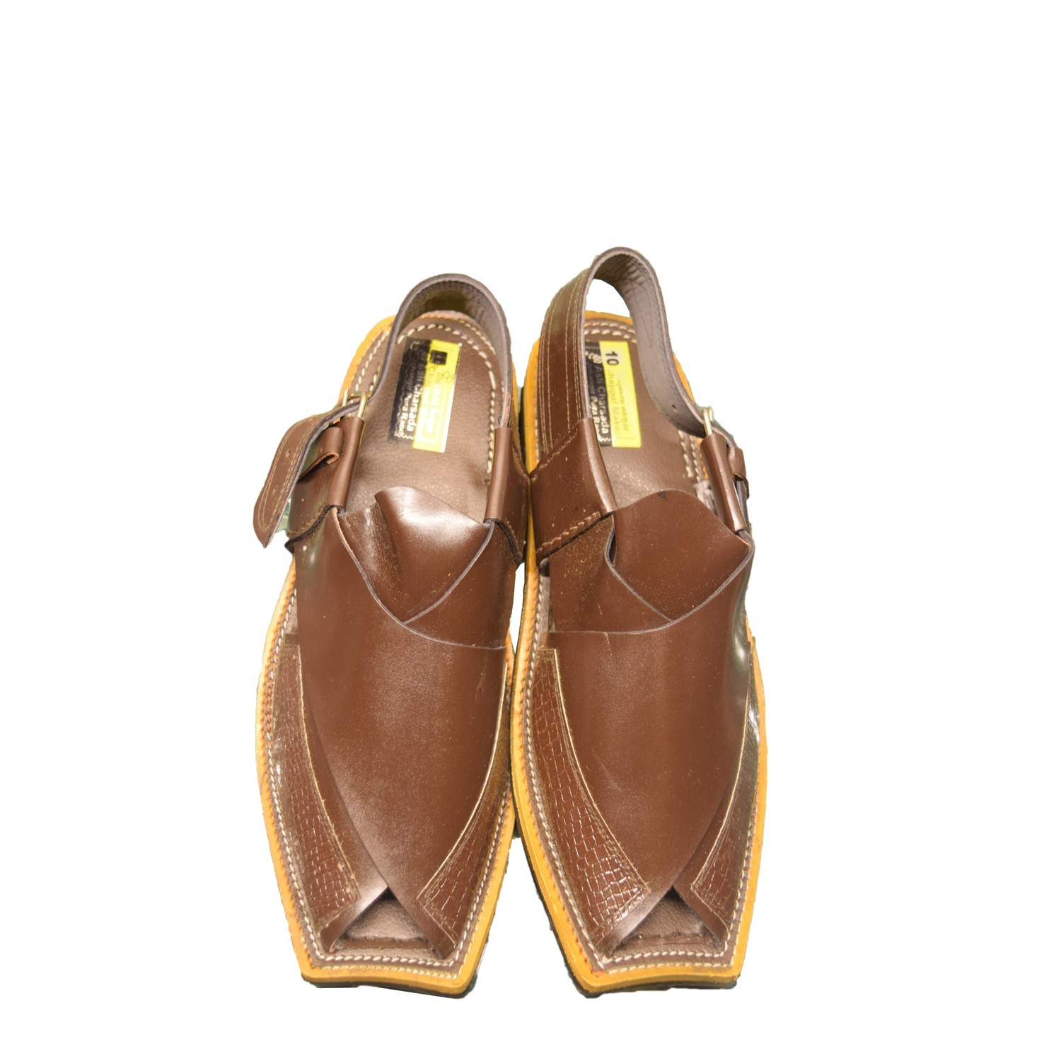 Brown Peshawari Shine Polish Sandals- J1070 » Kacery