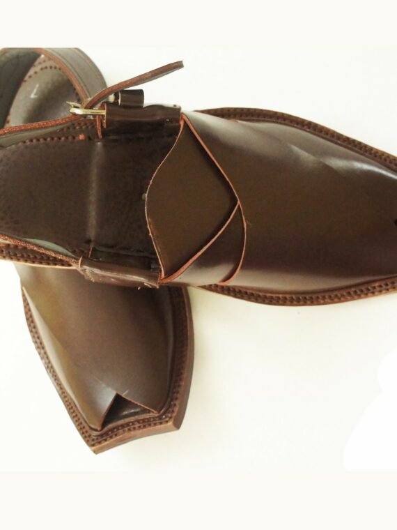 Brown Peshawari Shine Polish Sandals -J107
