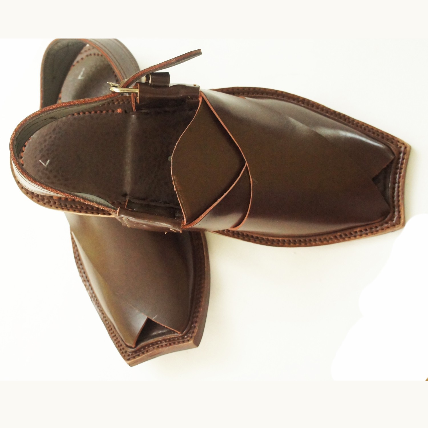 Brown Peshawari Shine Polish Sandals -J107