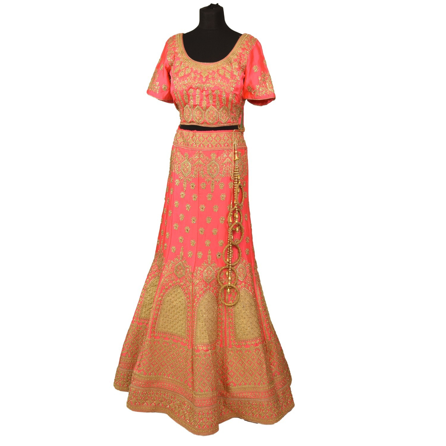 bridal pink silkan lehenga choli with duppata L003 1