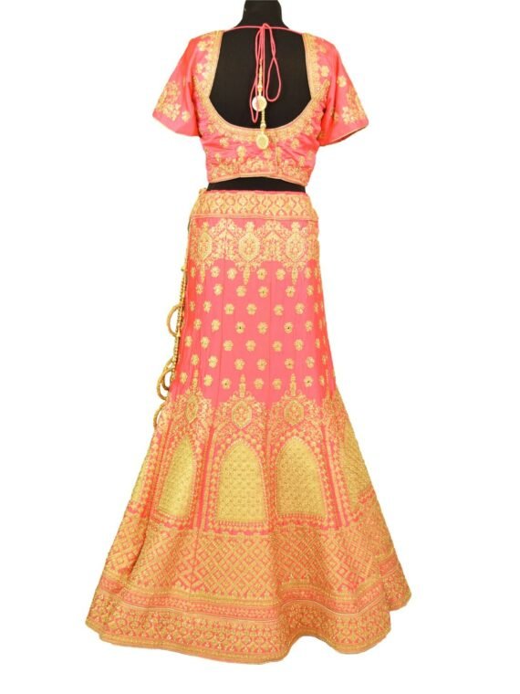 bridal pink silkan lehenga choli with duppata L003