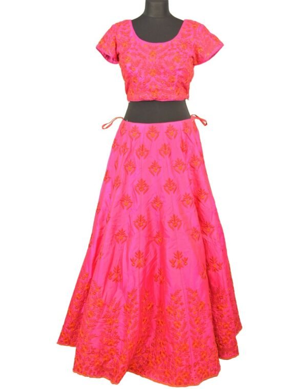 bridal pink silkan lehenga choli with duppata L004….