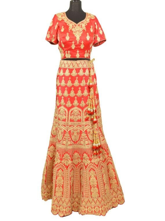 bridal red silkan lehenga choli with duppata L005….