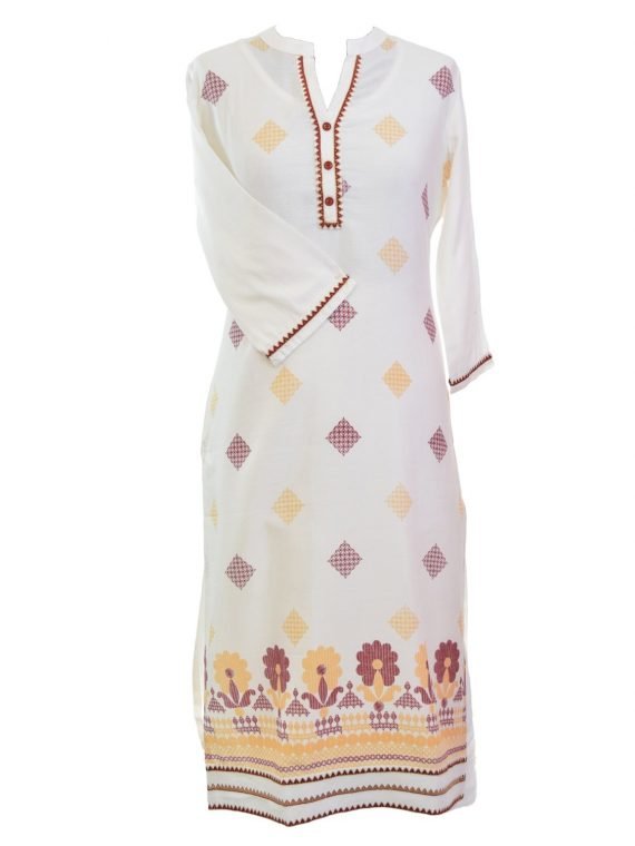 Women Casual Indian Brown Long Kurti 1