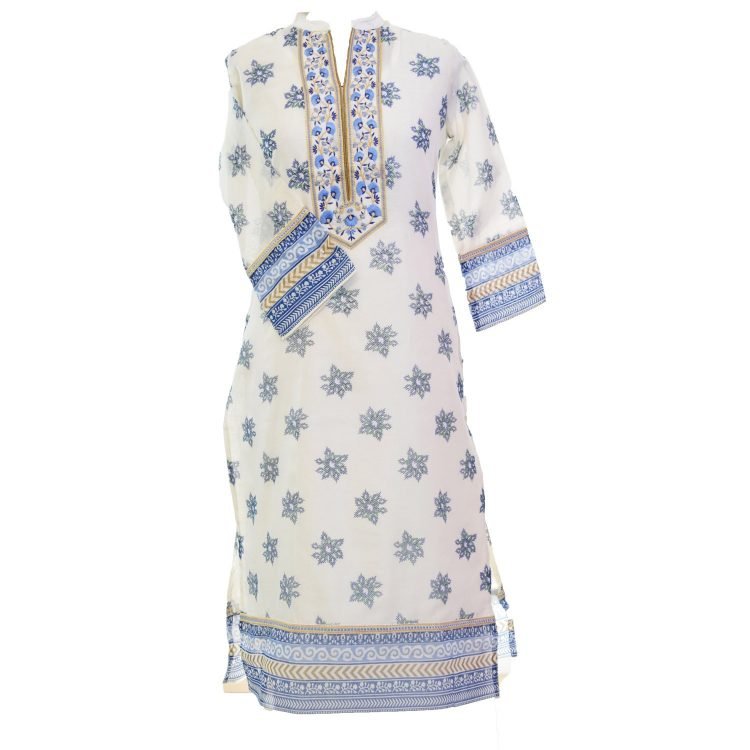 Women Casual Indian Blue Long Kurti