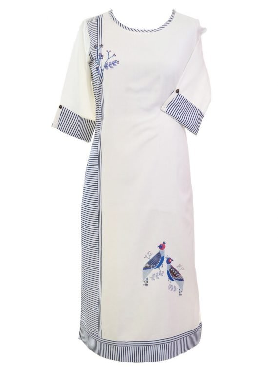 Women Blue Casual Indian Long Kurti 1