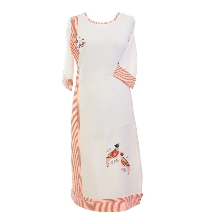 Women Casual Indian Orange Long Kurti