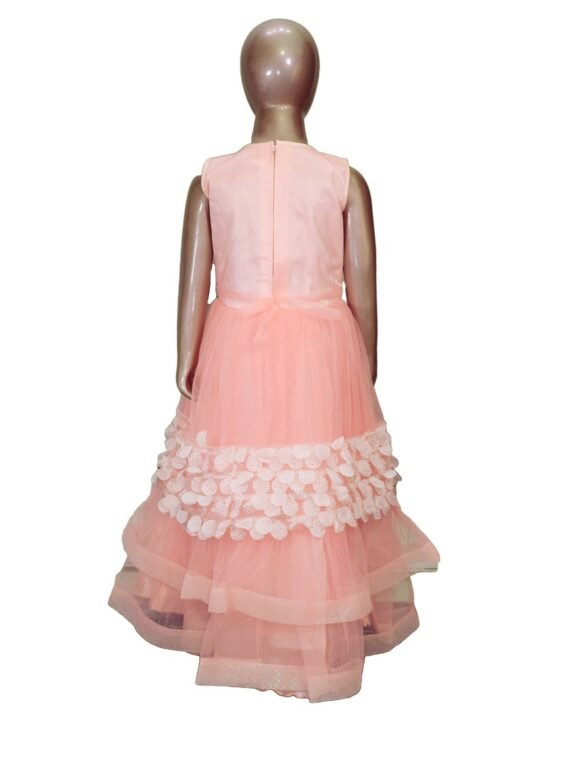 Kids Stylish Peach Sleeveless Party Dress Frock for Girls- DGA122