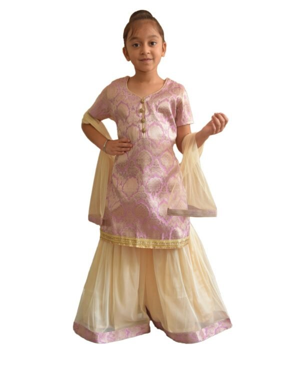 Kids Girls Indian sharara kameez Three Piece Party Wear Suit UK Stock G001 1