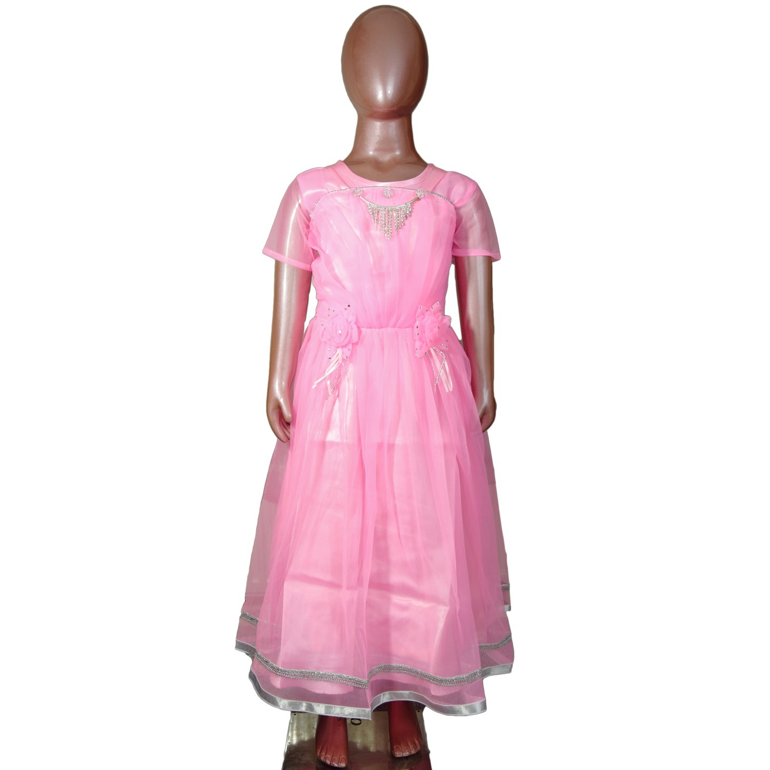Kids Girl Pink Anarkali Churidar Frock Suit 1