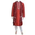 Men's Red Silk Ethnic Indian Traditional Top Kurta Pajama-GR1040