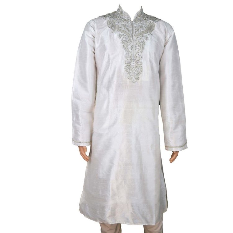 Men's Red Silk Ethnic Indian Traditional Top Kurta Pajama-GR1040