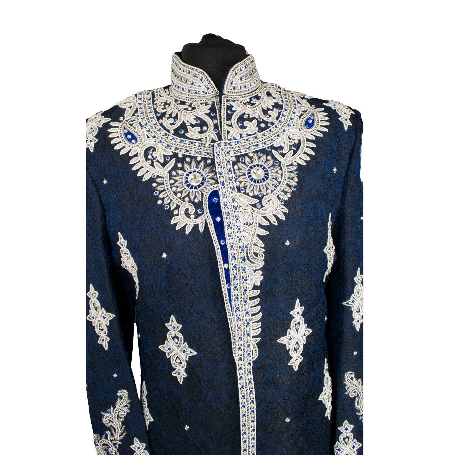 Indian Men's Elegant Classic Nevy Blue Sherwani Wedding Outfit. Size XL - GR16