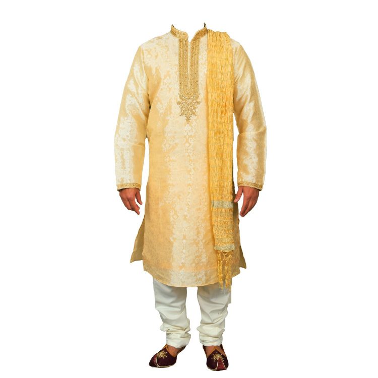 Men's Indian Jacquard Kurta Pajama Sherwani Traditional Outfit GR860