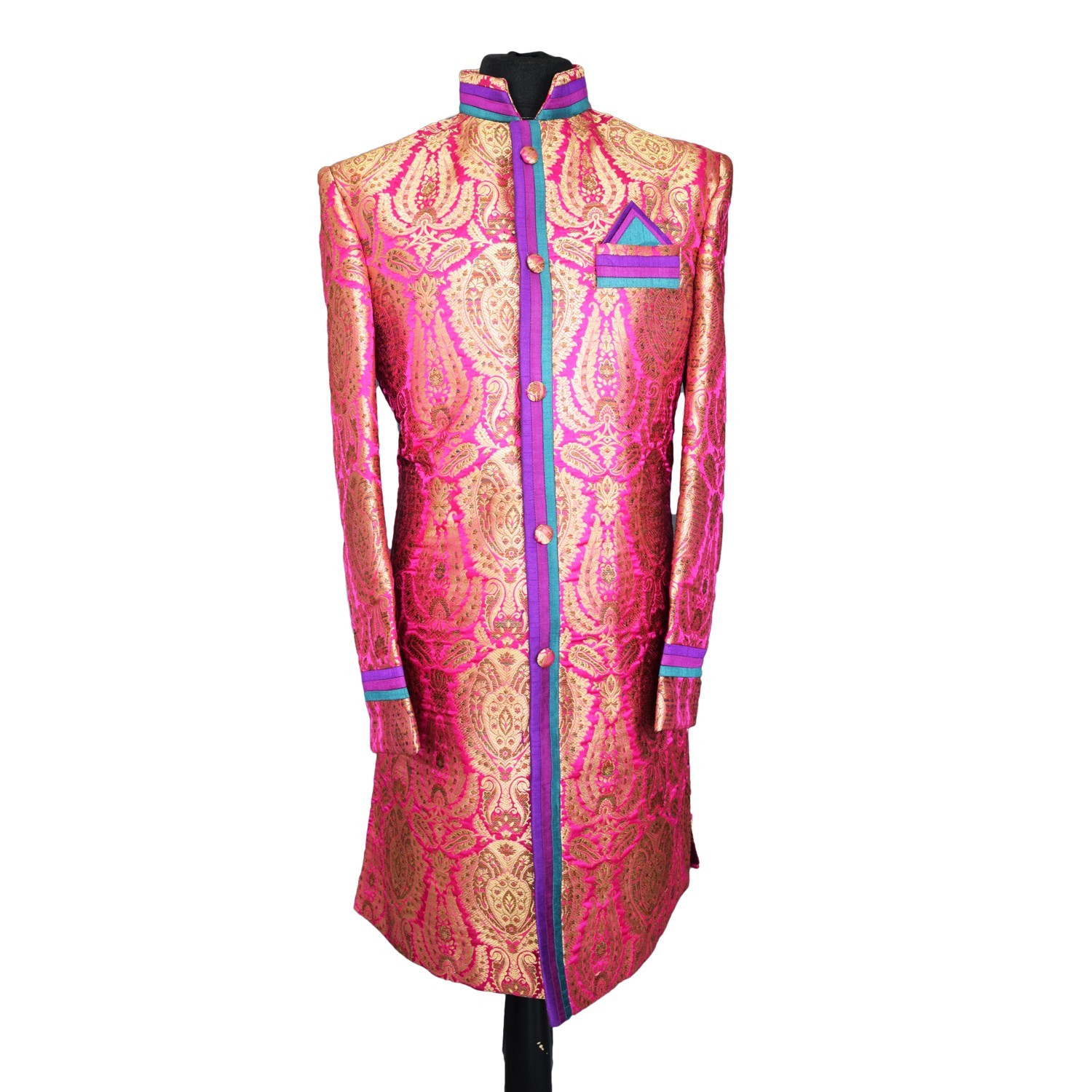 Indian Men’s Elegant Classic Pink Sherwani Wedding Outfit