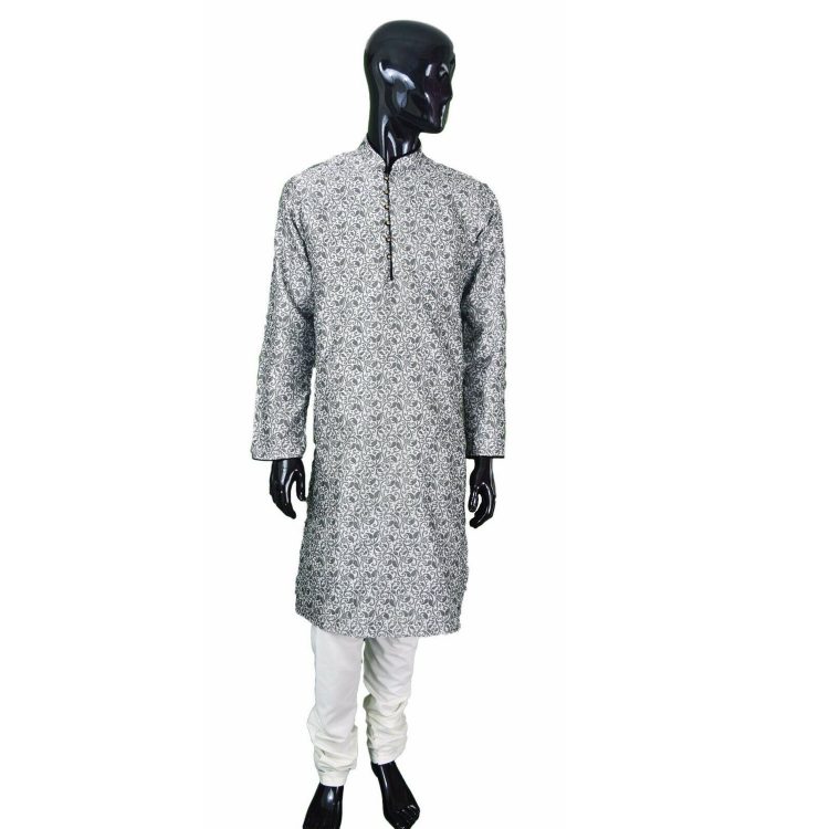Men's Indian Jacquard Kurta Pajama Sherwani Traditional Outfit GR300