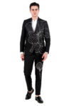 Black single-breasted cotton blazer suit