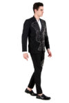 Hand-embroidered notch lapel blazer